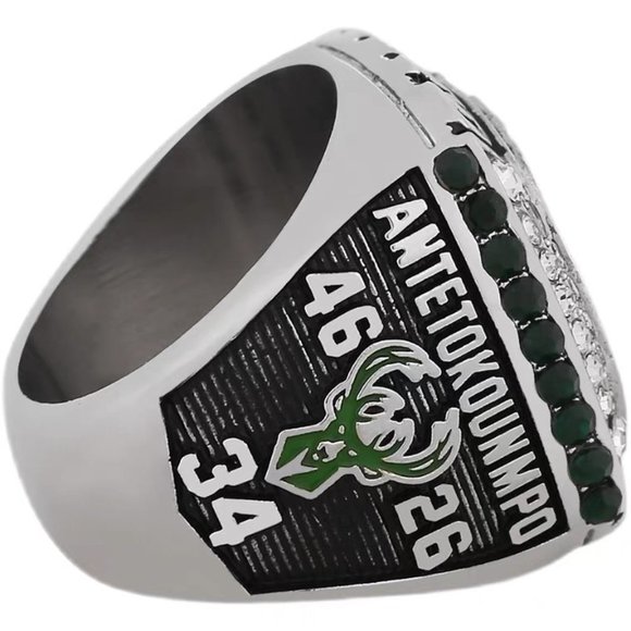 Milwaukee Bucks Championship Ring 2021 NBA Fan Edition Champions Silver Diamonds - Picture 3 of 4